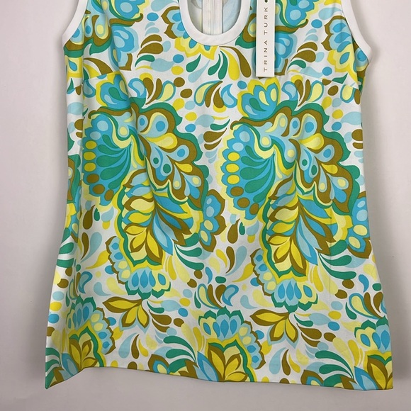 NWT Trina Turk sleeveless blouse green blue gold yellow white S - Picture 5 of 10